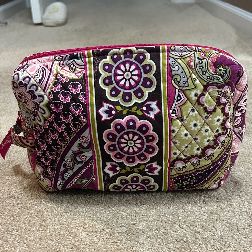 Vera Bradley Floral Pink and Green Cosmetic Bag